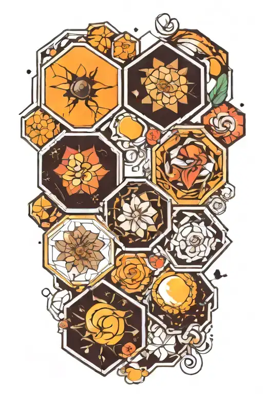 Blank Hexagons With Different Artist In Each Space