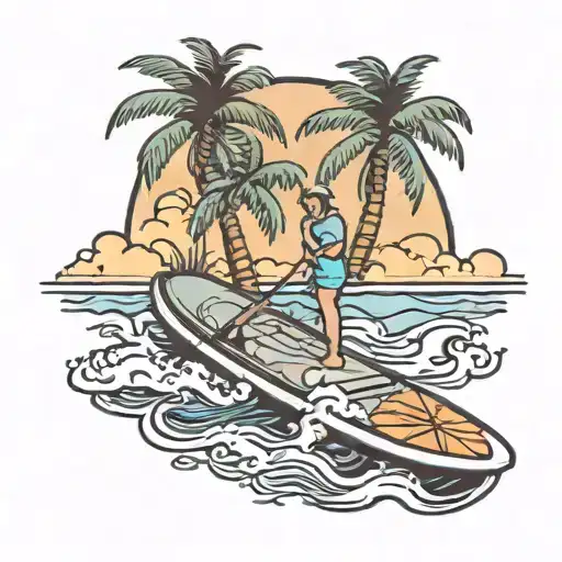 Paddle Board And Palm Tree