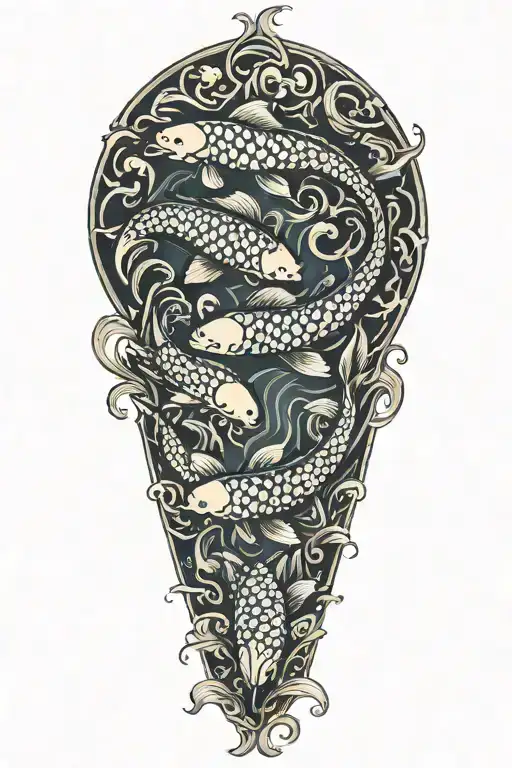 Five Koi Fish Swimming Together