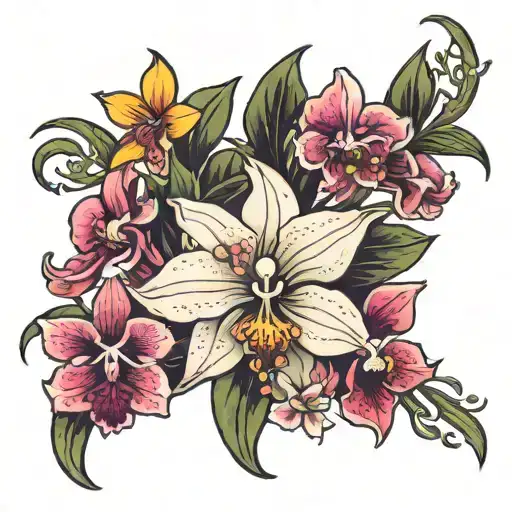 Hawaiian Orchid And Queen Of The Night Orchid Flowers