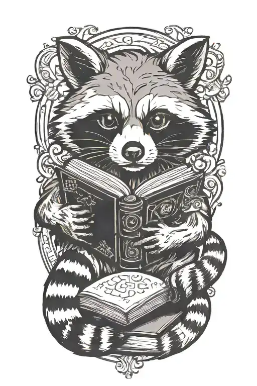Racoon Curled Up With A Book