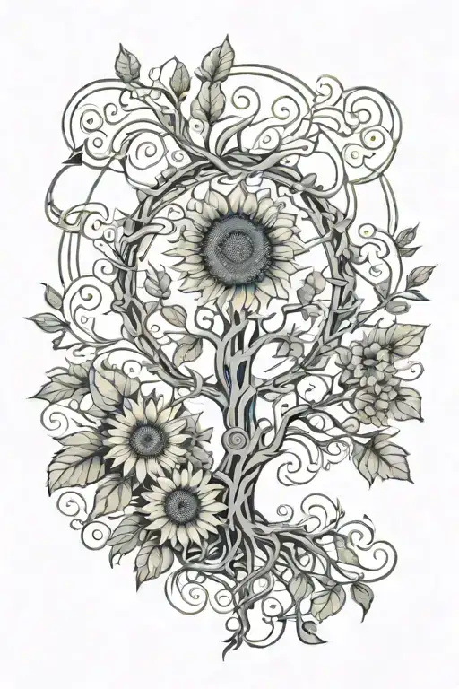 Tree Of Life Sunflower Fractal Interconnecting