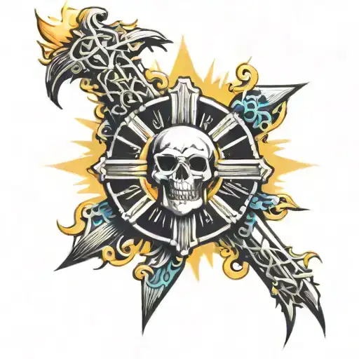 Cross With Rays Of Sunshine And Cancer Now Around Cross