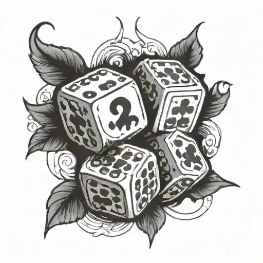 Three Dice With Casino Chips