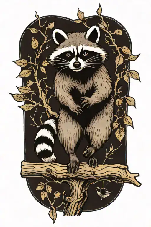 Raccoon Walking On Branch