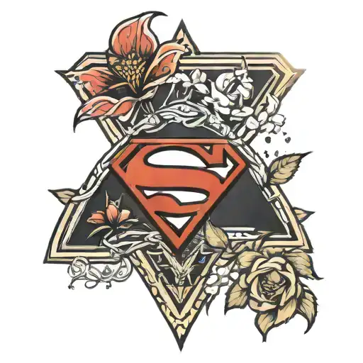 Superman Logo With Scorpion And Flowers