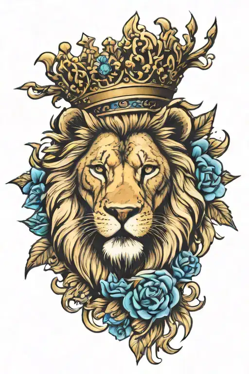Lion With Blue Eyes And Thorn Crown