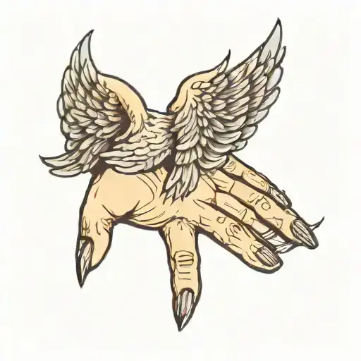 Angel Wings On Hand And Pointer Finger