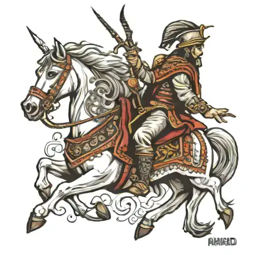 Nomad Turkish Warrior On A Horse Head