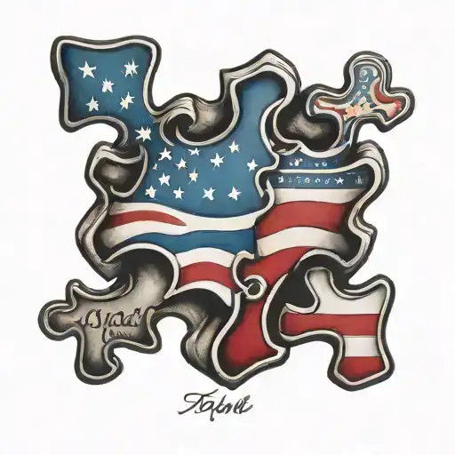 Puzzle Piece American Flag Bible Verse Intertwined