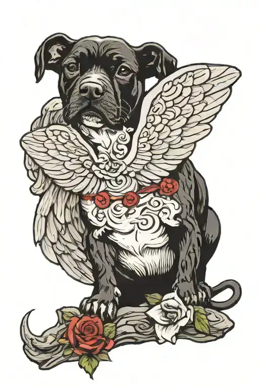 Black Stafford Bull Terrier Grave Stone Angel Fly Away Birth 2014-2024