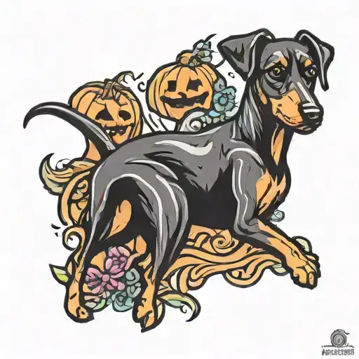 Miniature Doberman Pincher Halloween Pumpkin