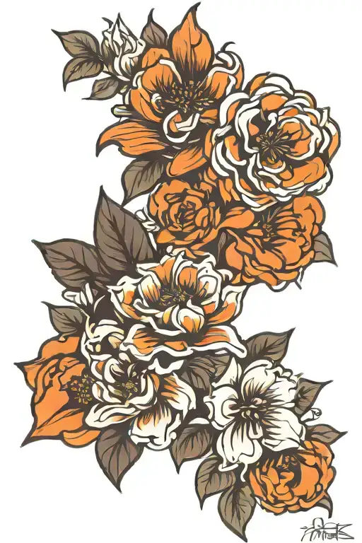 Flowers Black With White Drawing Style