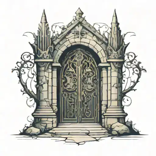 Gothic Doorway Leading To A Fantasy