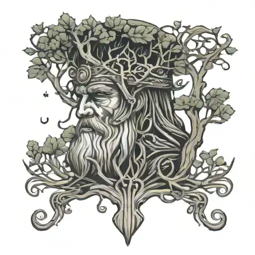 Face Of Odin Watching To The Tree Of Life