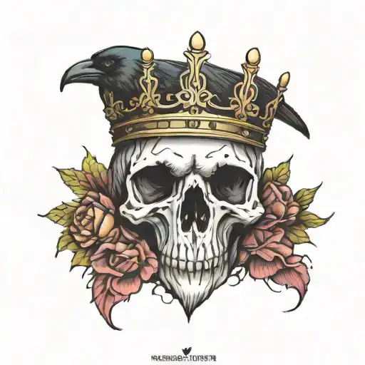 Raven Skull Wearing A Crown