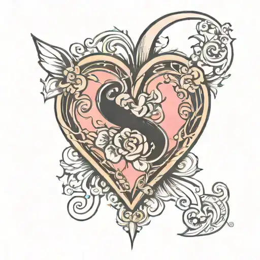 Heart With The Letter S Following The Same Line