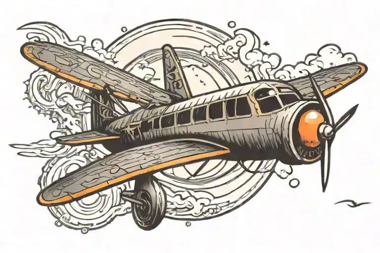 Crescent Moon And Airplane Flying