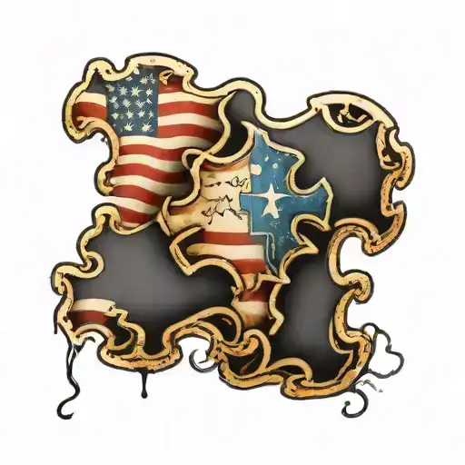 Puzzle Piece American Flag Bible Verse