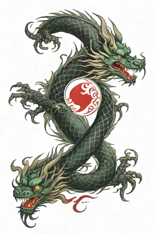 2 Ying And Yang Chinese Dragons In Love