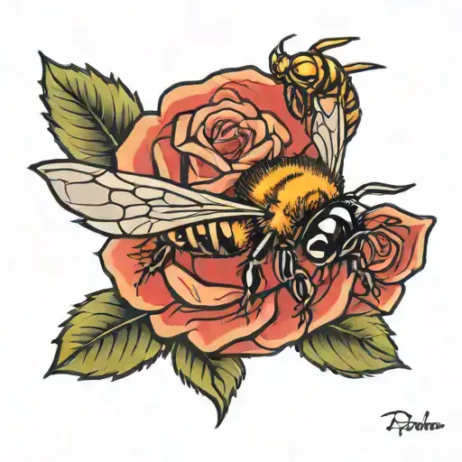 Honeybee Red Rose