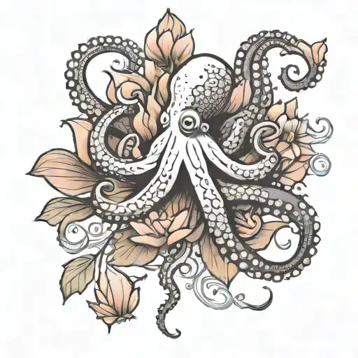 Octopus And Lotus Flower Growing