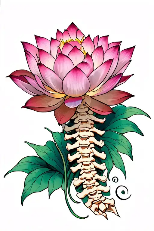 Spine Tat Starting Wiht Lotus Flower