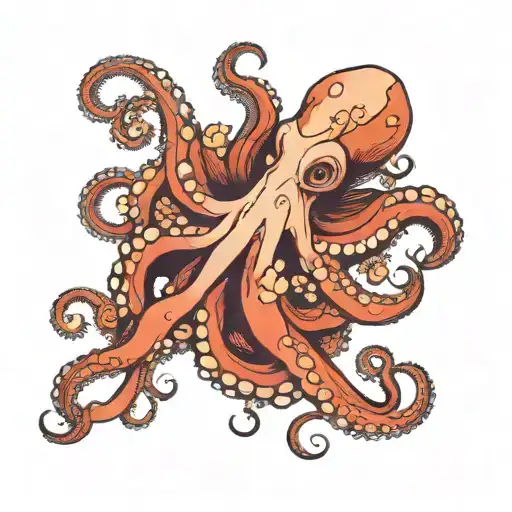 Octopus Tentacles With Lotus Flowers