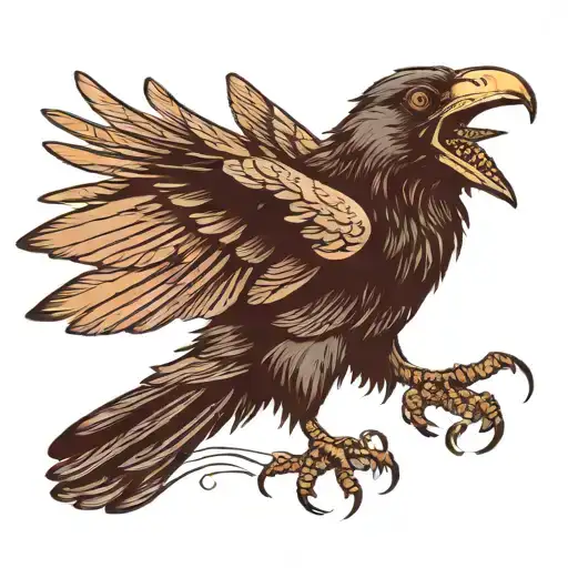 Crow With Worm In Mouth Flying