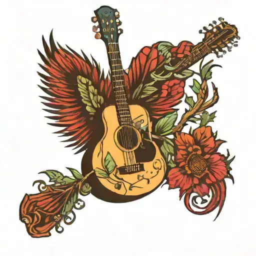 Acoustic Guitar Gamecock Palmetto Tree Growing