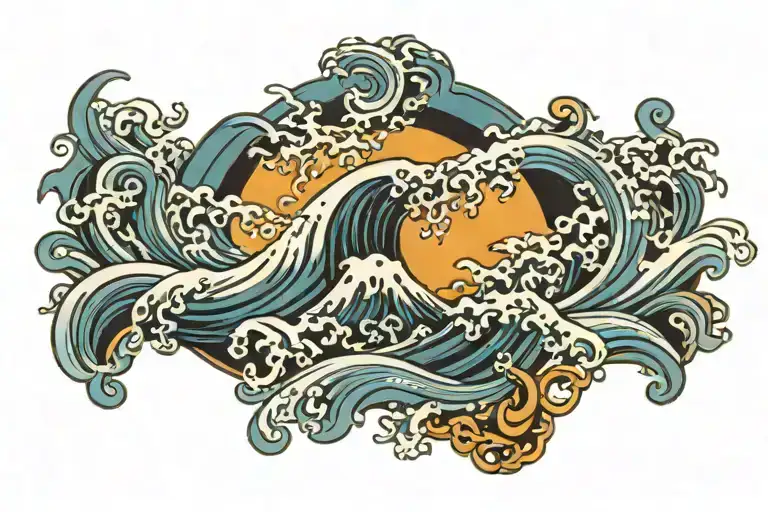 Japanese Ocean Waves With Sun Rays