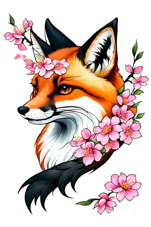 Fox And Sakura Blossom