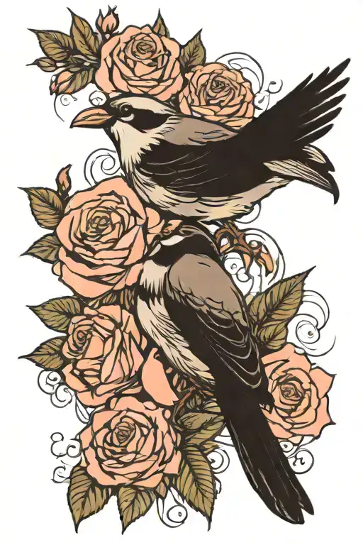 Roses Flowers Birds Girly