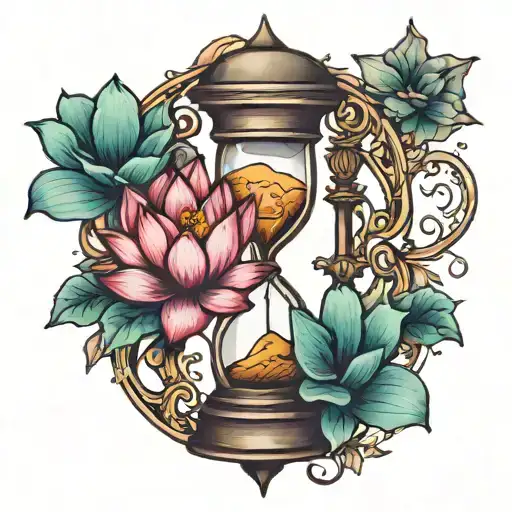 Hourglass With Lotus Flowers