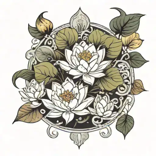 Lotus And Money Tree Growing