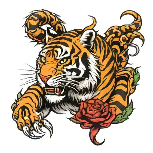 Tiger Roars And Scorpion