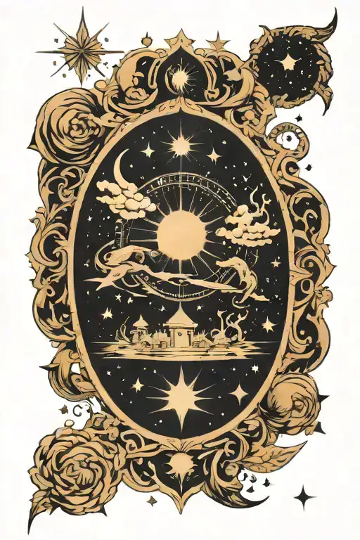 Fine Line Celestial Scene