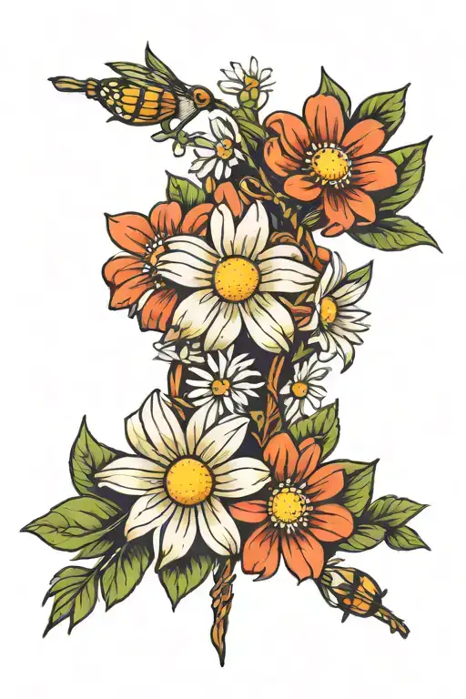 Daisy Hawthorn Honeysuckle Bouquet Tied