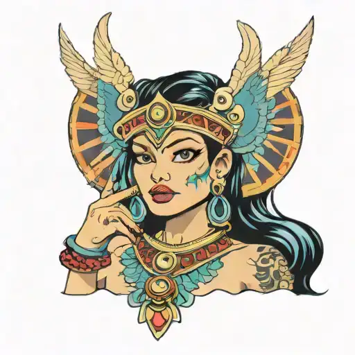 Color Busty Lewd Skimpy Aztec Woman Ahegao Fangs