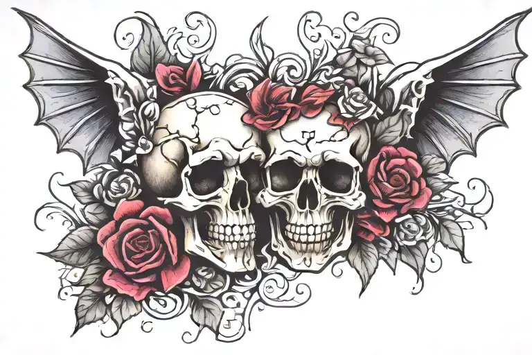 Gothic Skulls And Flowers
