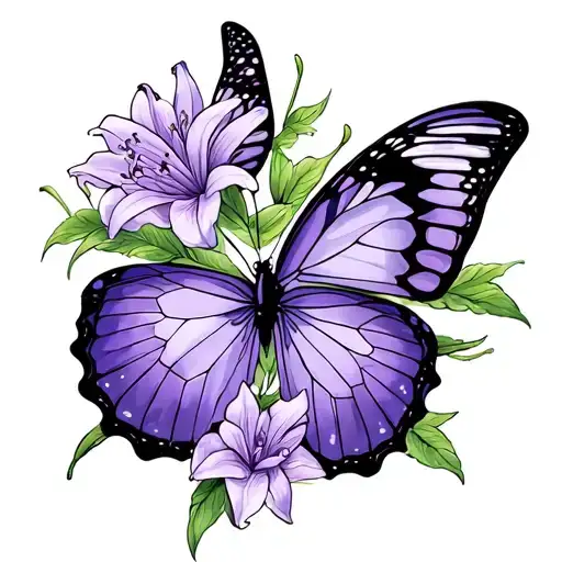 Lilly's With Butterflies Color Tattoo Purple Butterfly