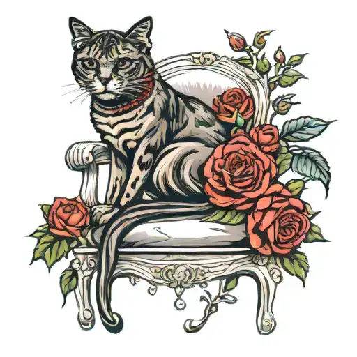 Melpomene On A Chair Next To A Rose