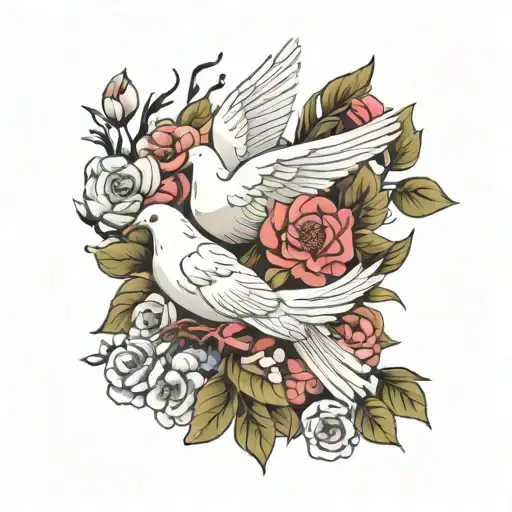 Dove And Flowers And Army