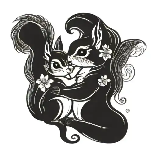 Two Squirrels Mother And Daughter Hugging Each Other