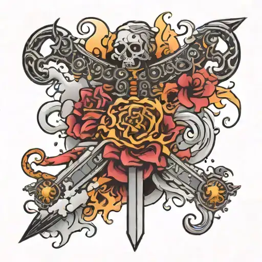 A Sword Coming Out Of Smoke