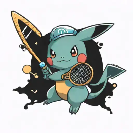 Cute Pokemon Holding Tennis Racket