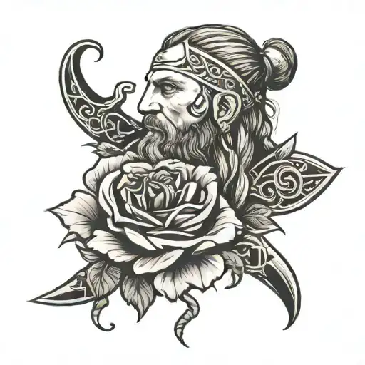 Viking Ragnar With Rose