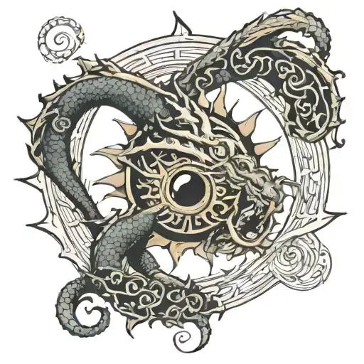 2000S Spiral Sun With Dragon