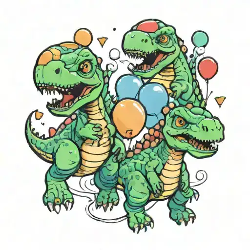 Baby Dinosaurs Chasing A Balloon