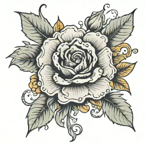 Honeysuckle Rose Marigold Flower Surrounded